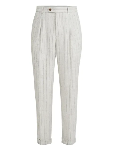 Brunello Cucinelli striped pleated trousers Grey MZ412L00HC6183