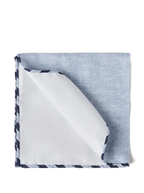 Brunello Cucinelli striped-trim silk pocket square Blue MX8650091C2723