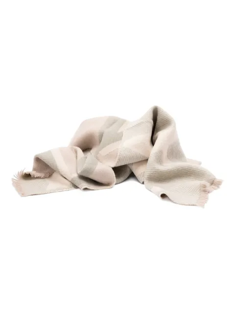 LOEWE logo-pattern frayed scarf Neutrals FSA4SS1W13