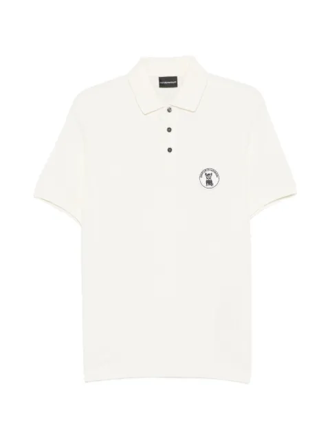 Emporio Armani logo-patch piqué polo shirt Neutrals EM005244AF10497