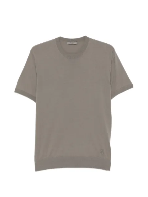 Corneliani embroidered-logo T-shirt Brown 27M5142725150