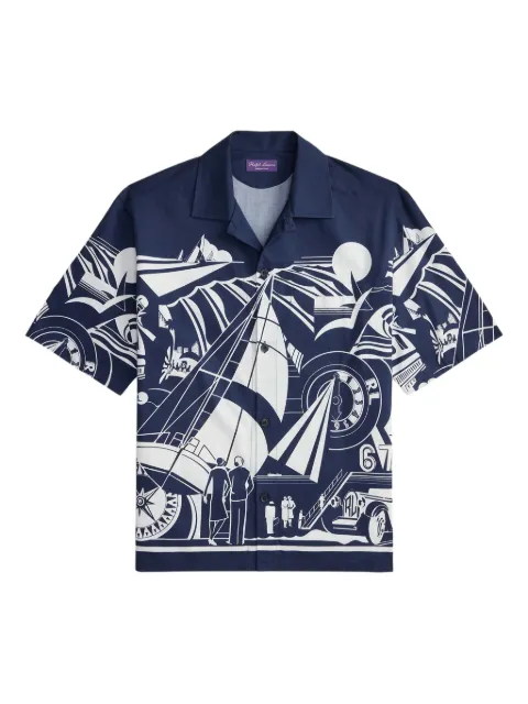 Ralph Lauren Purple Label print-detail short-sleeve shirt Blue 790P11180001