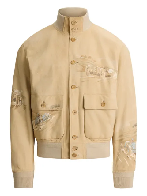 Ralph Lauren Purple Label Hayworth painted suede jacket Neutrals 790P07887001