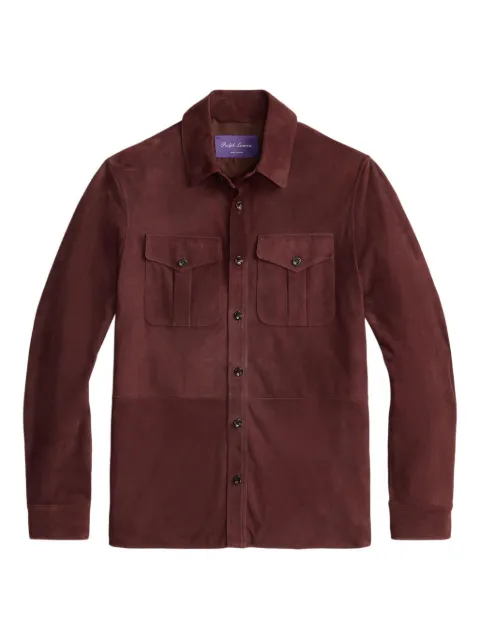 Ralph Lauren Purple Label chest-pockets suede overshirt Red 790654923041