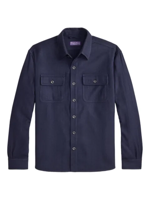 Ralph Lauren Purple Label herringbone buttoned shirt Blue 790P06826001