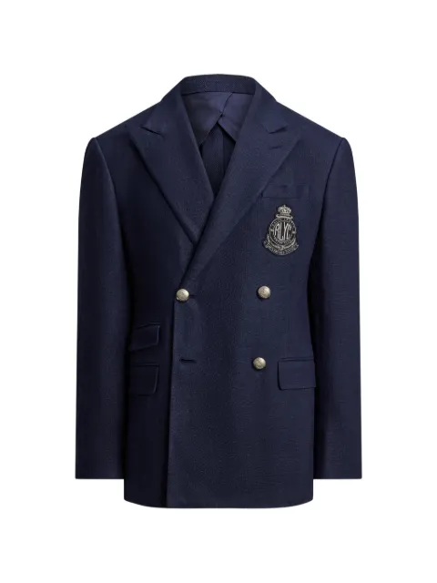 Ralph Lauren Purple Label double-breasted crest-embroidered jacket Blue 798P11486001