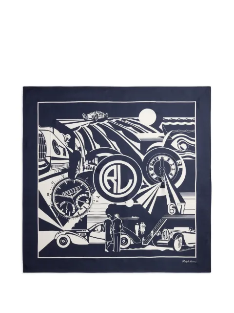 Ralph Lauren Purple Label graphic-print silk scarf Blue 791P15176001