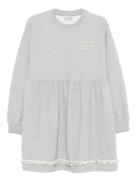 GANNI lace-trim mini dress Grey A1030209
