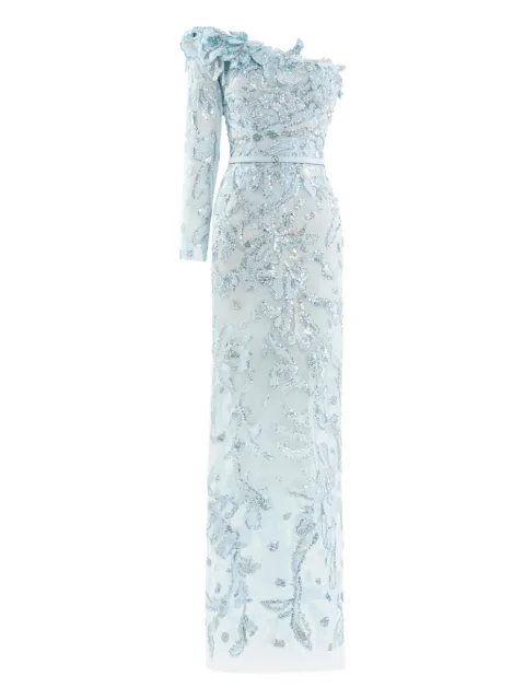 Saiid Kobeisy one-shoulder embroidered maxi dress Blue RTWFW2549
