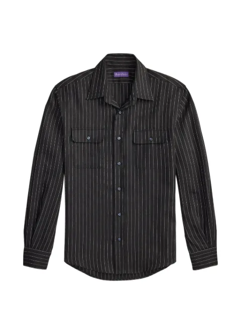 Ralph Lauren Purple Label pinstripe pocket shirt Black 790P13302001