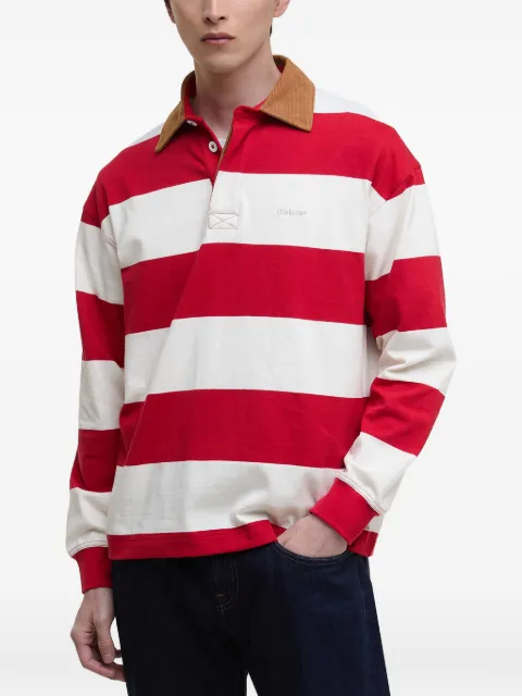 Barbour corduroy collar striped polo shirt Red MML1513RE71