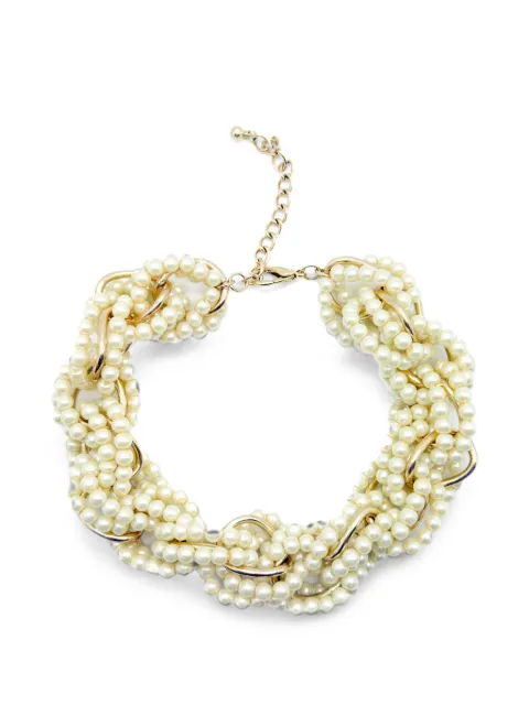 Jennifer Gibson Jewellery 2010s faux-pearl twisted necklace Gold JGJPRLTWISTNKL
