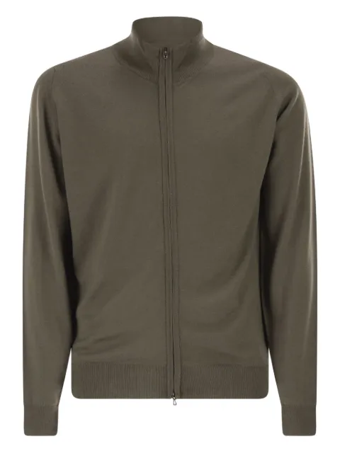 John Smedley Maclean zip-up cardigan Green CLAYGATE