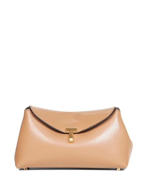 TOTEME mini T-Lock leather clutch Brown 261WAL0085LE0025