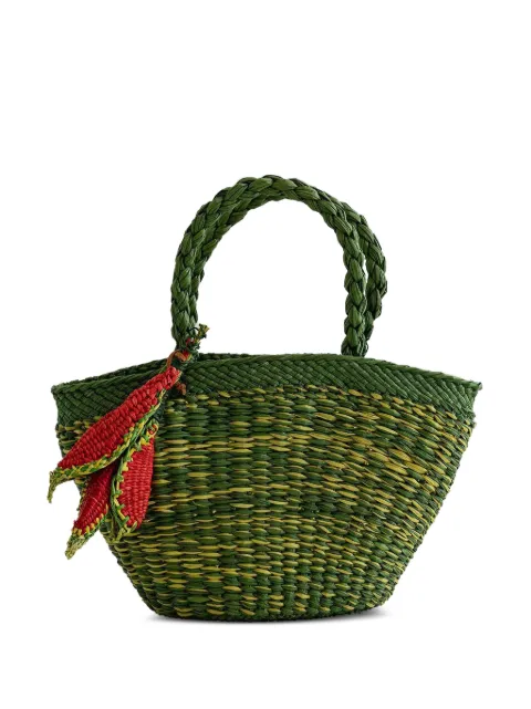 AMOR Y MEZCAL straw tote bag Green AYMBAGECHGR