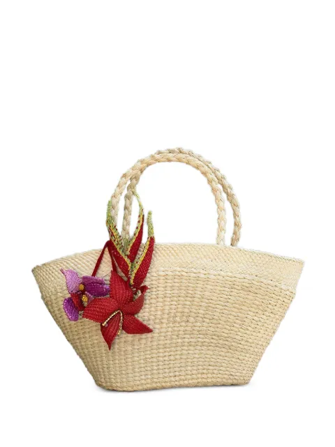 AMOR Y MEZCAL flower-embellishment tote bag Neutrals AYMBAGVISNA