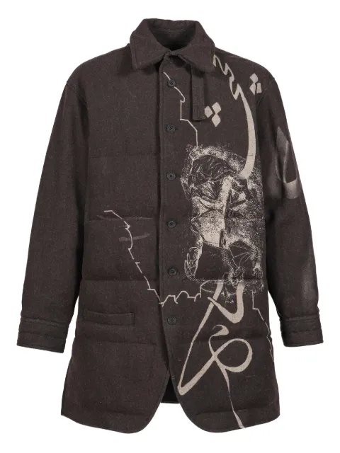 Yohji Yamamoto graphic-print padded coat Black HLB438431A25