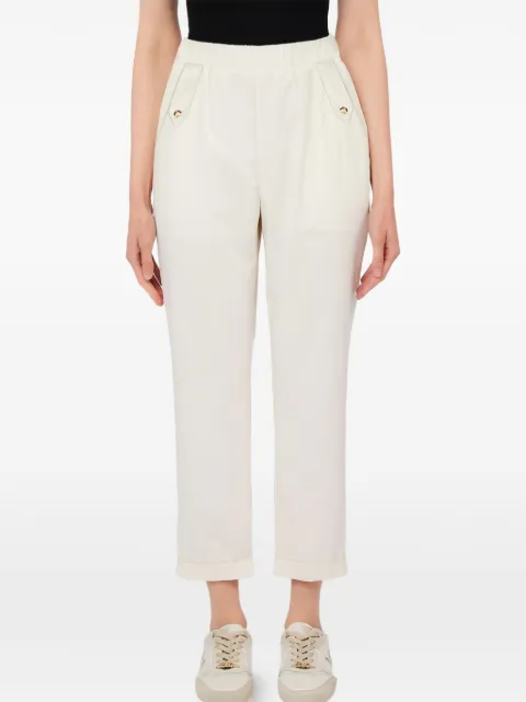 LIU JO elasticated-waistband button-detail trousers White TA6255TS92210105