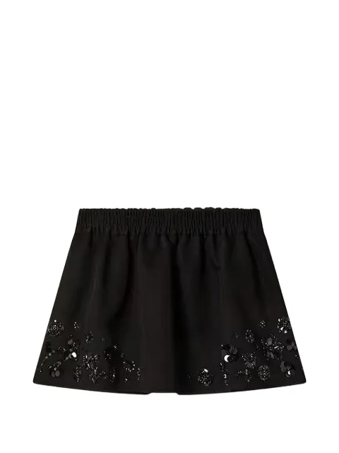 Golden Goose miniskirt in black cotton twill with floral sequin embroidery Black GWP02671P002311