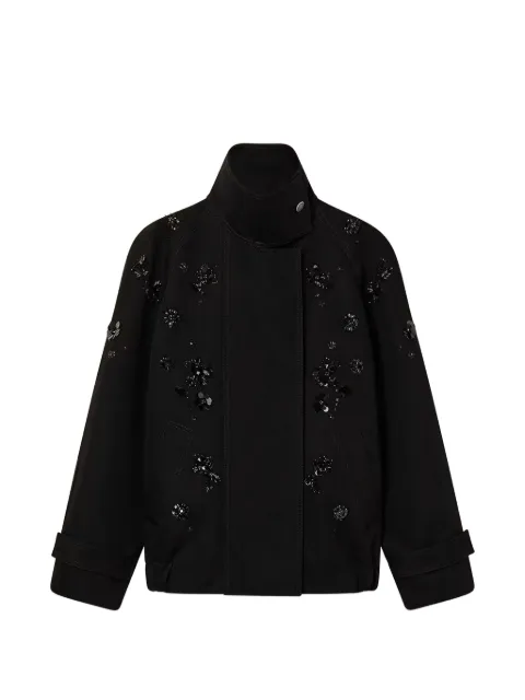 Golden Goose oversized jacket in black cotton twill with floral sequin embroidery Black GWP02571P002311