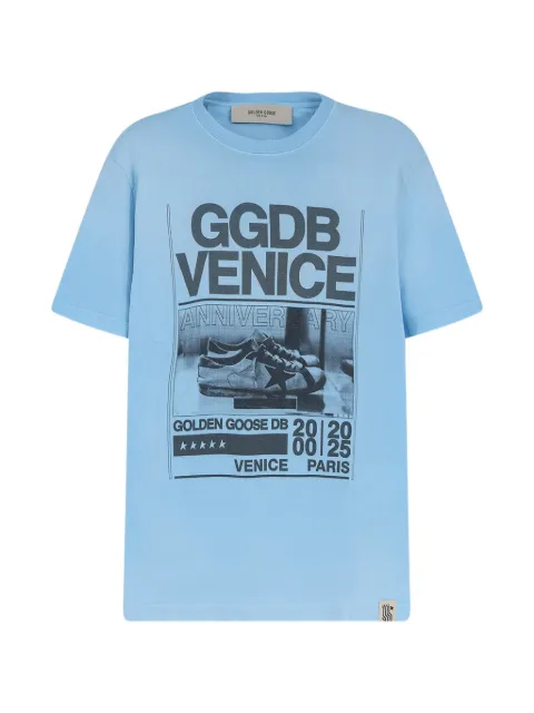 Golden Goose T-shirt in light blue cotton jersey with graphic print Blue GMP01220P002368