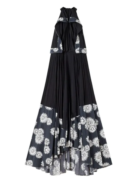Lanvin pleated floral-pattern maxi dress Black RWDR00276272P26