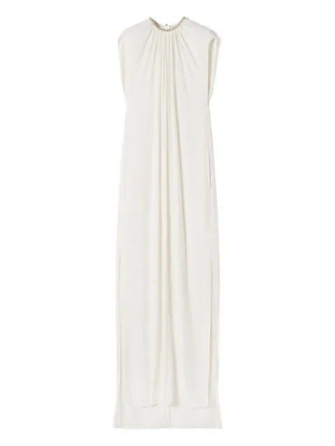 Lanvin embellished-neck gathered maxi dress White RWDR90294778P26001