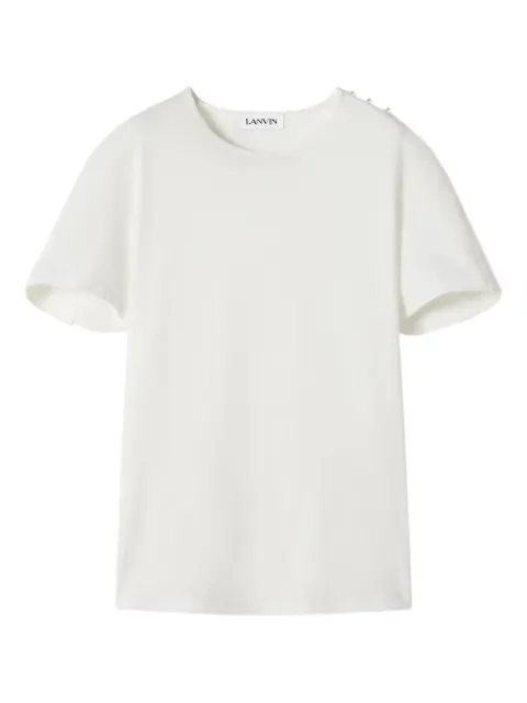 Lanvin cape-effect embellished T-shirt White RWTS0023J055P26