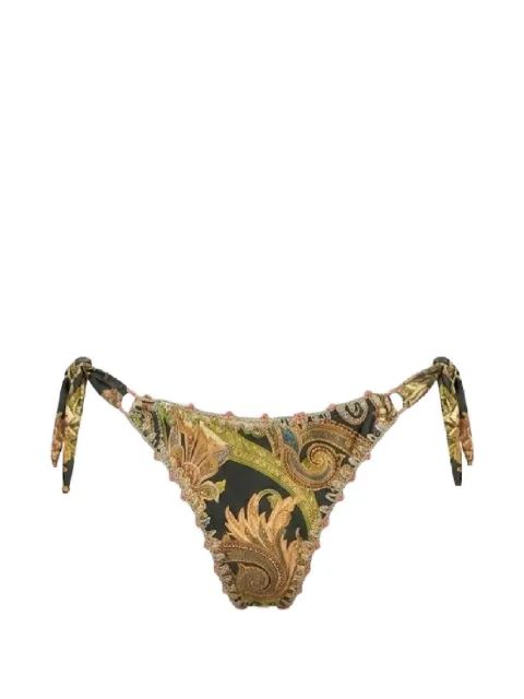 Del Maar Akal paisley-print crochet-trim bikini bottoms Green BOTTOMLATINADM235