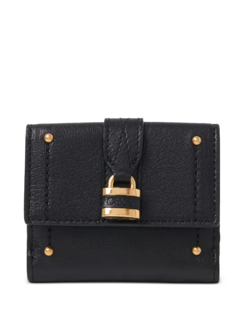 Chloé mini Paddington tri-fold studded lock wallet Black CH26SP914O37