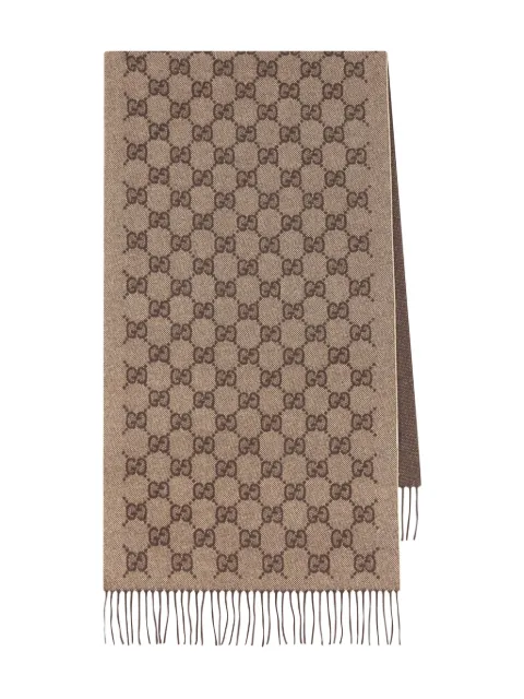 Gucci monogram fringed-trim scarf Neutrals 8532133GAMK