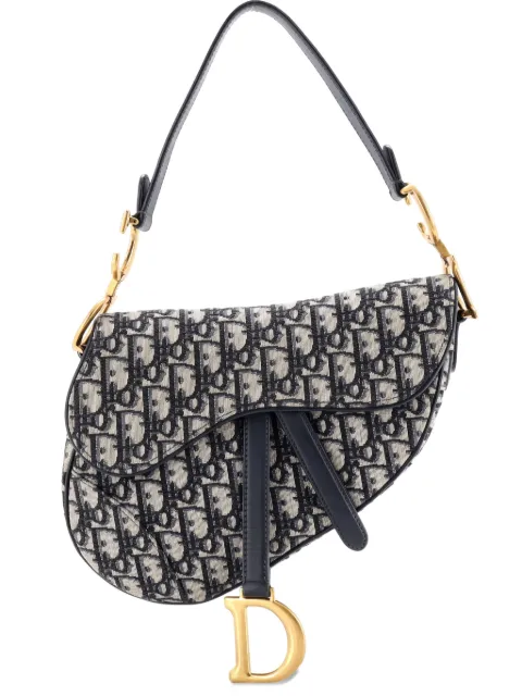 Christian Dior Pre-Owned Saddle Handbag Oblique Canvas Medium shoulder bag Blue 9ZPIKJ749Z2KE1E5