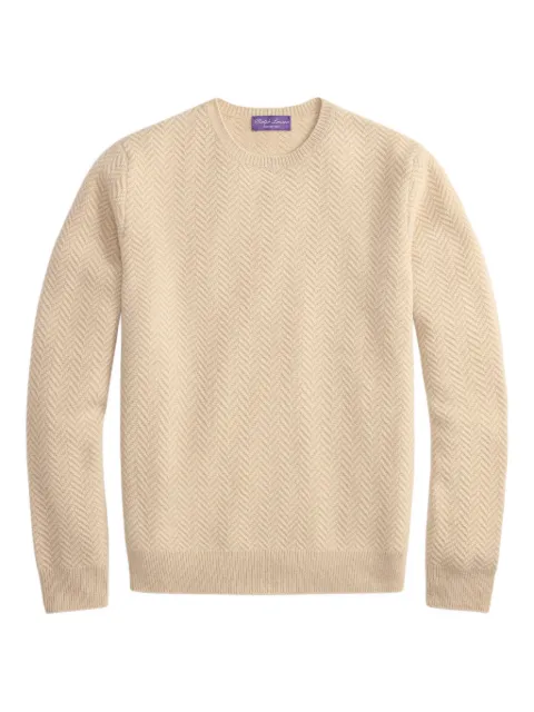 Ralph Lauren Purple Label herringbone cashmere sweater Neutrals 790P05460001