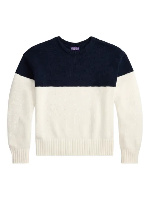 Ralph Lauren Purple Label colourblock crew neck sweater White 790P10978001