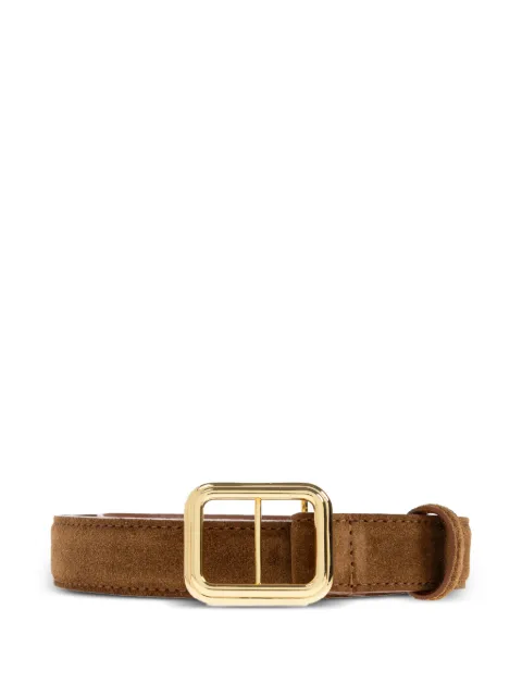 Lié Studio Georgia calf suede square buckle belt Brown THEGEORGIAWIDEBELT1139