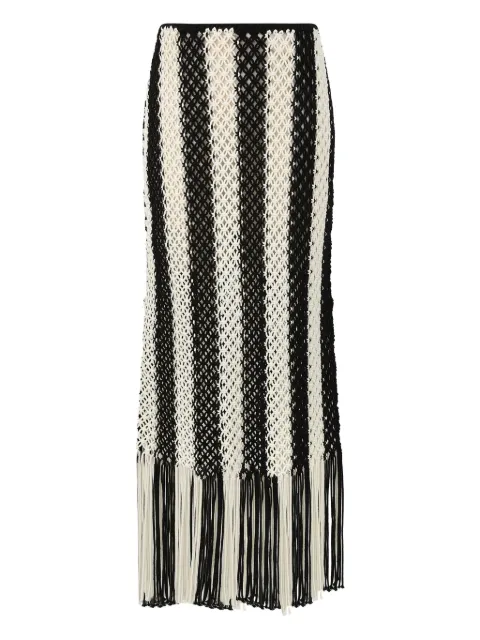ZIMMERMANN macramé-fabric fringed-hem maxi skirt Neutrals 6291SRS262