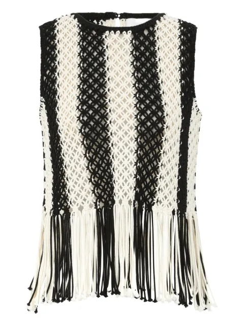 ZIMMERMANN macramé-fabric fringed-hem top Neutrals 6290TRS262