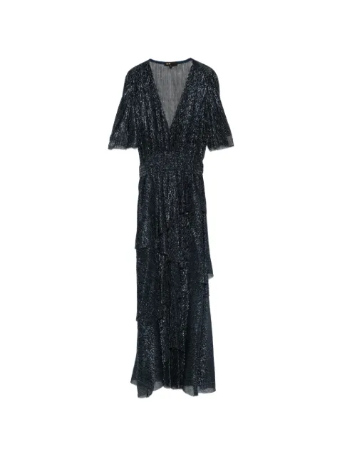 Maje metallic ruffled midi dress Blue MFPRO04835