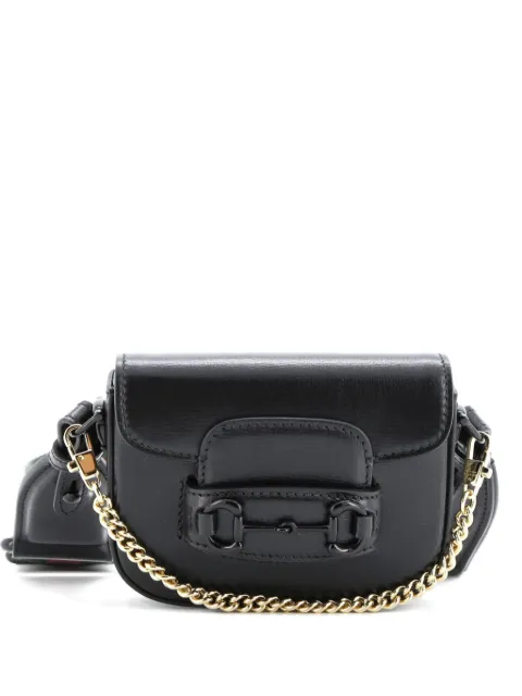 Gucci Pre-Owned Horsebit 1955 Flap Wallet with Strap Leather crossbody bag Black KRZXIW6ZQAK10W1Q