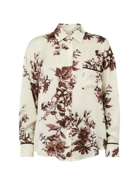 LIU JO floral-print chest-pocket shirt White CA6366TS061