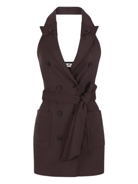 Elisabetta Franchi dress in gabardine fabric with embroidered pockets Brown AB91461E2
