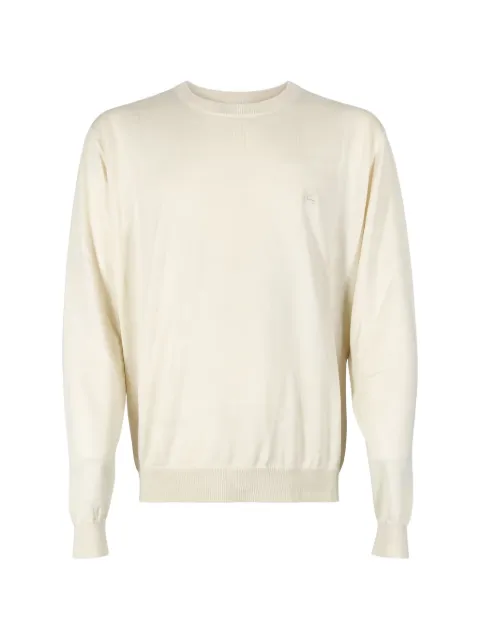 ETRO embroidered-logo crew-neck sweater Neutrals MRKF0096AQ408