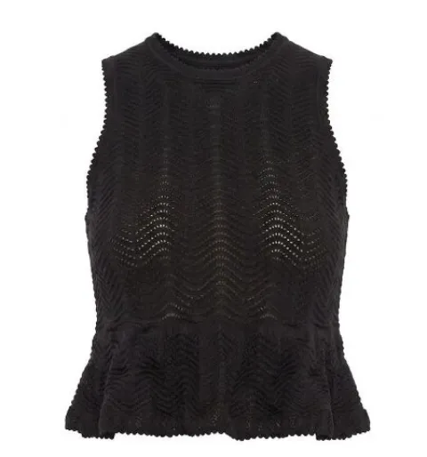 TWINSET zigzag-knit peplum tank top Black 261TT305500006