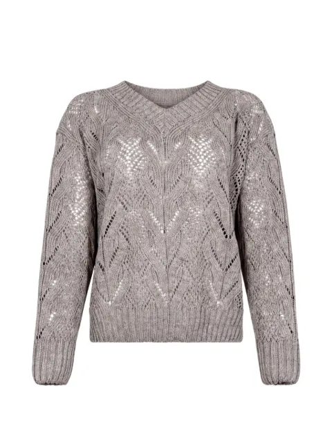 D.Exterior pointelle-knit V-neck sweater Neutrals 623138ARGI