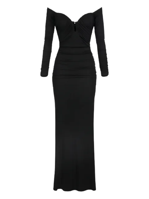 Elisabetta Franchi Red Carpet dress in crêpe jersey fabric with drapes Black ABR1061E2