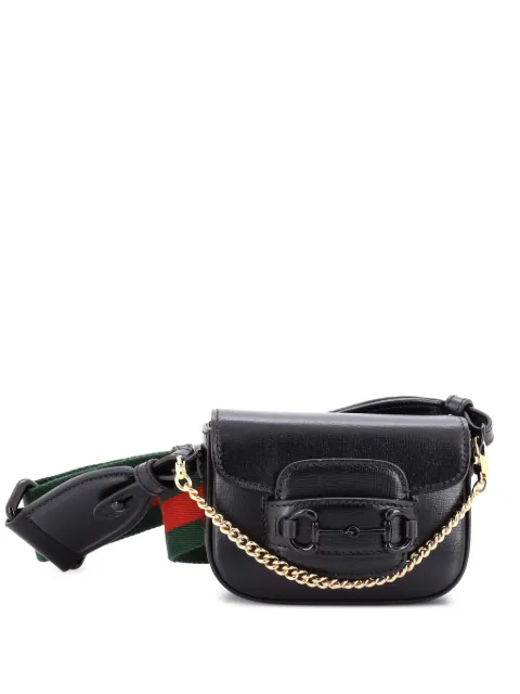 Gucci Pre-Owned Horsebit 1955 Flap Wallet with Strap Leather crossbody bag Black L0TRB7C77QPAUDC9