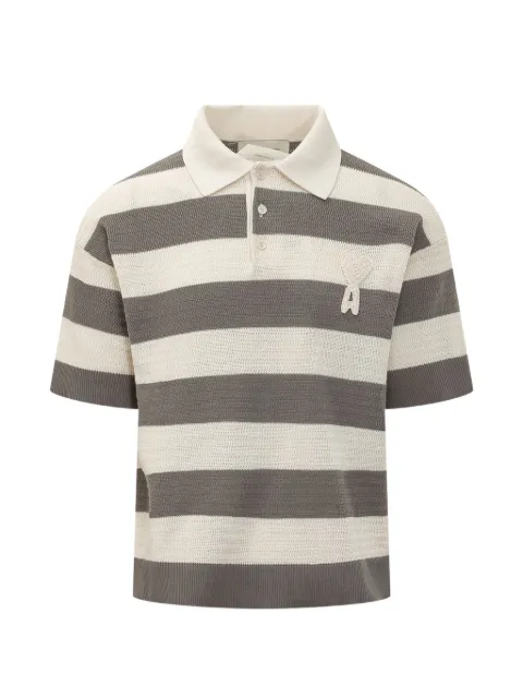 AMI Paris Ami de Coeur striped polo shirt Neutrals HPL432KN0153