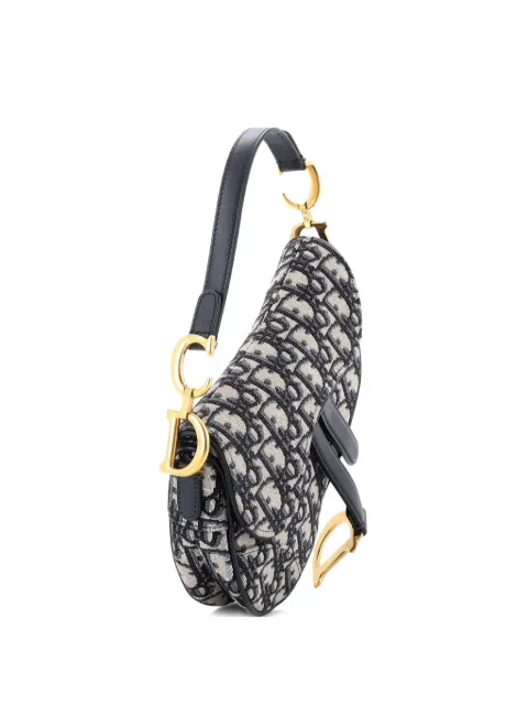 Christian Dior Pre-Owned Saddle Handbag Oblique Canvas Mini shoulder bag Blue N65T4V41WOMCKK80