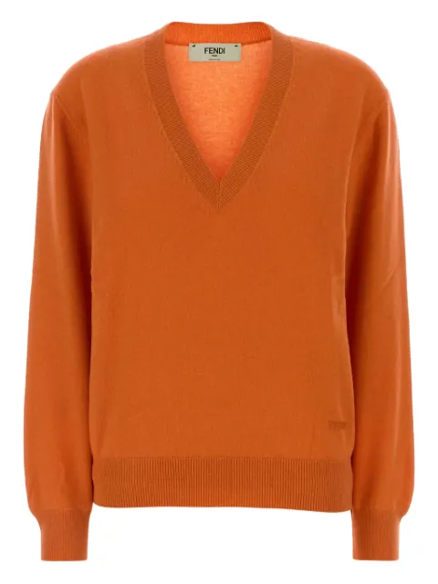 FENDI V-neck cashmere jumper Orange FZXE34AW4G