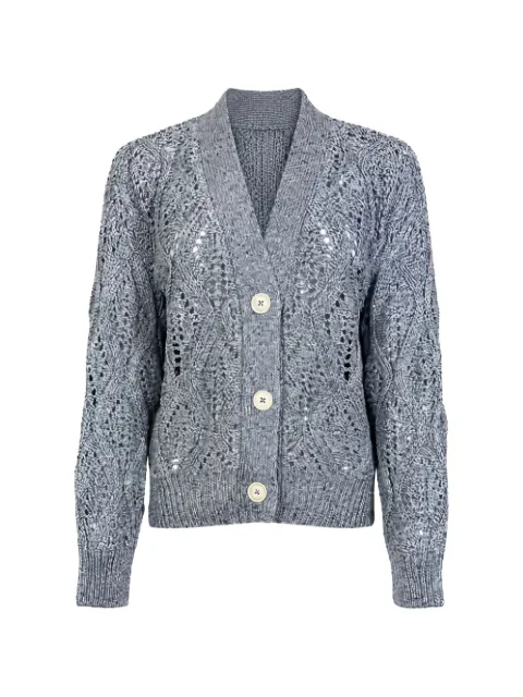 Eleventy pointelle-knit button-up cardigan Blue M81MAGK33MAG0K036